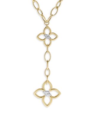 Roberto Coin - 18K Yellow Cialoma Diamond Flower Lariat Necklace, 16"