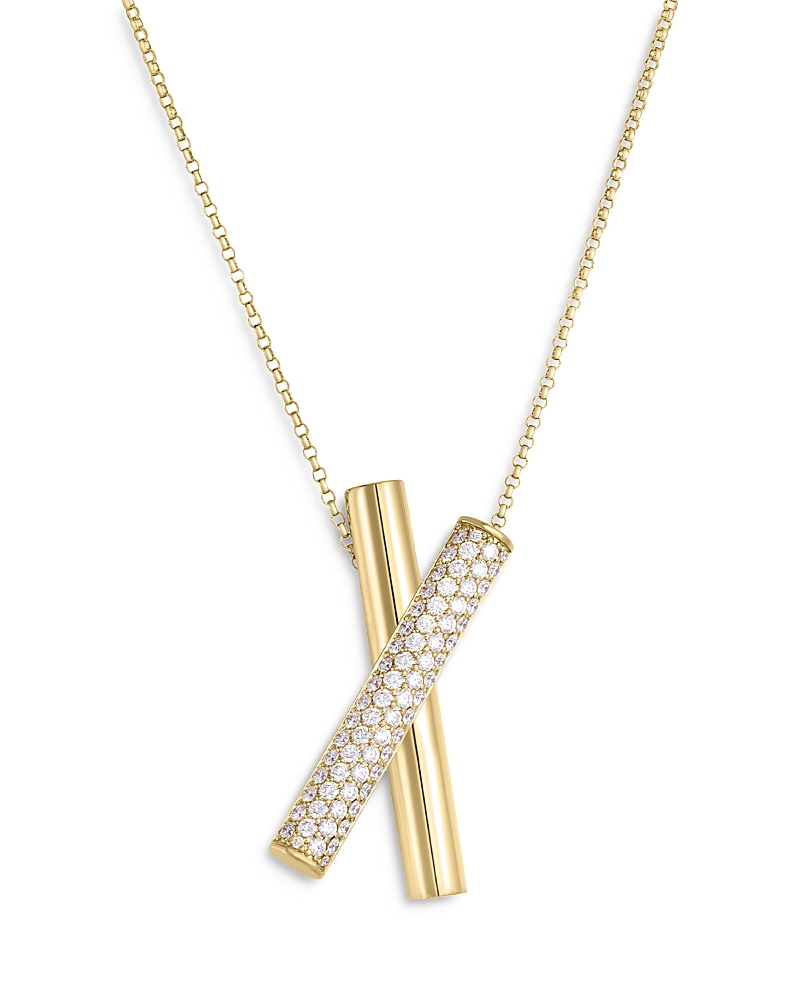 Roberto Coin 18k Yellow Gold Domino Diamond X Pendant Necklace, 16-18 In Gold