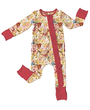 Shop Laree + Co Girls' Charlotte Bamboo Ruffle Convertible Footie - Baby In Burgundy