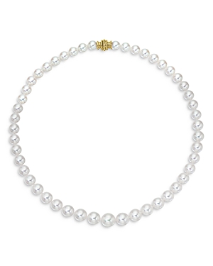 Shop Assael 18k Yellow Gold Akoya Program Japanese Akoya Cultured Freshwater Pearl Graduated Collar Necklace, 18 In White/gold