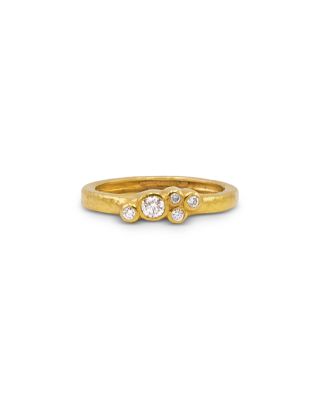 Gurhan - 22K Yellow Gold Pointelle Diamond Bezel Cluster Stacking Ring