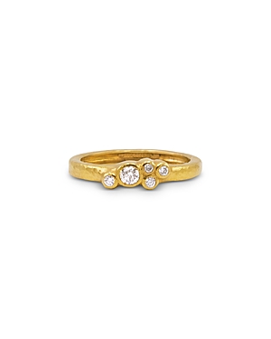 Shop Gurhan 22k Yellow Gold Pointelle Diamond Bezel Cluster Stacking Ring