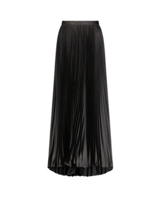 Long Pleated Satin Evening Skirt