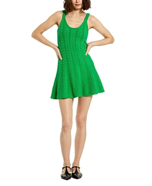 Mac Duggal Chunky Knit Thin Strap Flare Mini Dress In Green