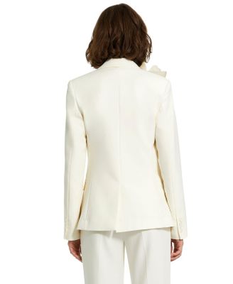 Classic Crepe Blazer Jacket With Flower