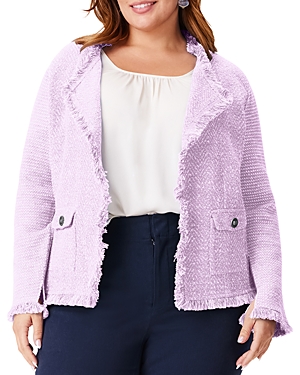 Nic+Zoe Plus Mix Knit Fringe Trim Jacket