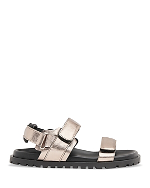Shop Whistles Women's Ria Black Sporty Velcro Sandals In Pewter