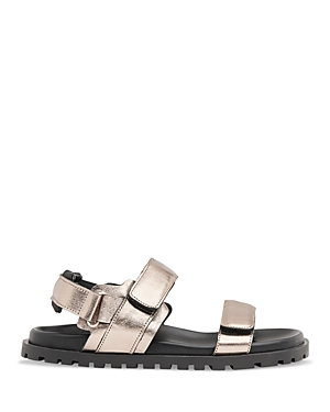 Whistles Womens Barely Black Ria Double-strap Leather Sandals In Pewter