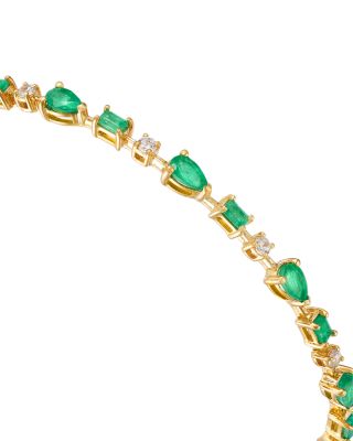 Emerald & Diamond Link Bracelet in 14K Yellow Gold