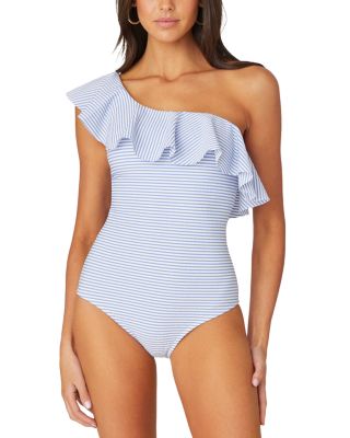 Shoshanna - Striped One Shoulder One Piece Swimsuit