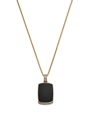 Bloomingdale's Men's Onyx & Diamond Dog Tag Pendant Necklace In 14k Yellow Gold, 22 In Black/gold