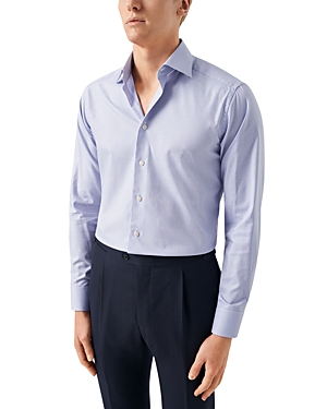 Eton Slim Fit Micro Check Dress Shirt In Blue