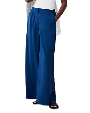 Shop French Connection Barbara High Rise Wide Leg Pants In Midnight Blue