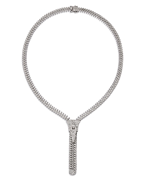 Bloomingdale's Diamond Round & Baguette Zipper Statement Necklace In 14k White Gold, 4.50 Ct. T.w.