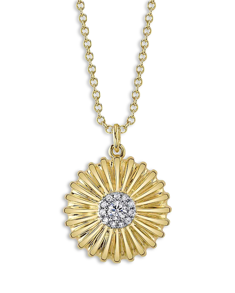 Moon & Meadow 14k Yellow Gold Eden Diamond Textured Flower Pendant Necklace, 18 In Gold