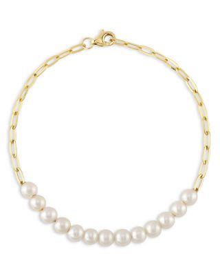 Moon & Meadow - 14K Yellow Gold Jackie Cultured Freshwater Pearl Paperclip Link Bracelet