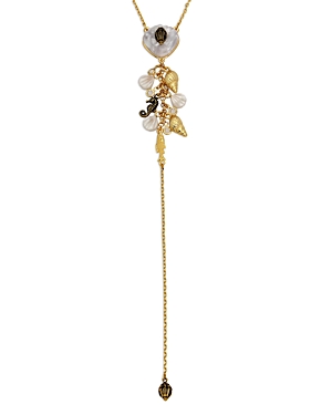 Shop Kurt Geiger Signature Eagle & Shell Y Necklace, 18 In Gold/ivory
