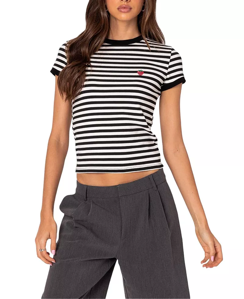 Edikted Strawberry Fields Striped Tee