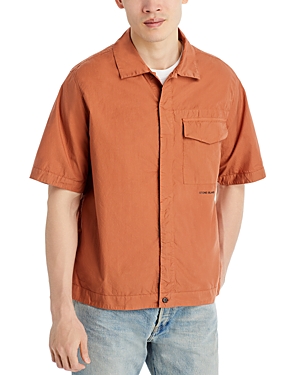 Shop Stone Island Cotton Shirt Jacket In Rust