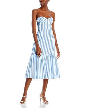Shop Aqua Stripe Bustier Midi Dress - 100% Exclusive In Navy/white