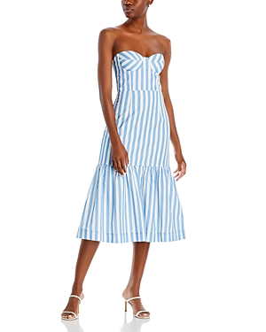 AQUA STRIPE BUSTIER MIDI DRESS - EXCLUSIVE