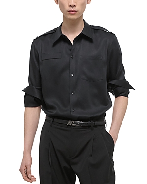 Shop Helmut Lang Long Sleeve Epaulette Shirt In Black