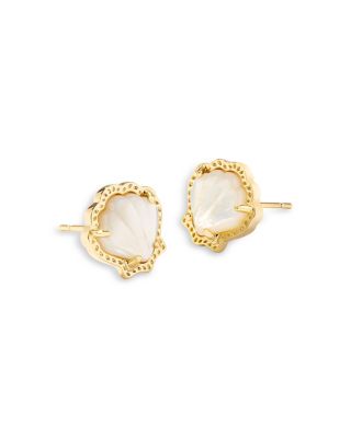 Brynne Stone Shell Stud Earrings in 14K Gold Plated  