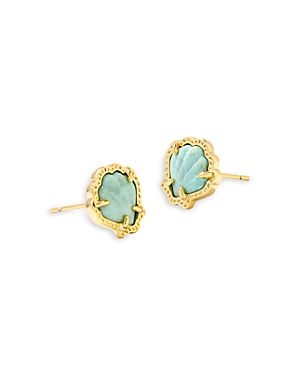 Kendra Scott Brynne Shell Stud Earrings In Gold Sea Green Chrylla