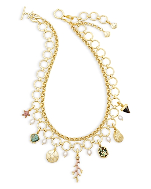 Shop Kendra Scott Brynne Shell Charm Necklace, 16.5 In Gold Multi Mix