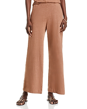 Shop Majestic French Terry Elasticized Waist Wide Leg Pants In Moccha