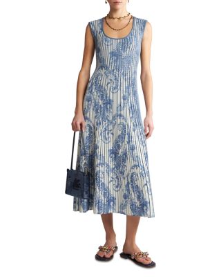 Etro - Paisley Print Pleated Midi Dress