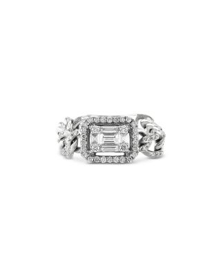 ZYDO - 18K White Gold Groumette Link Ring with Diamonds, 0.43 ct. t.w.