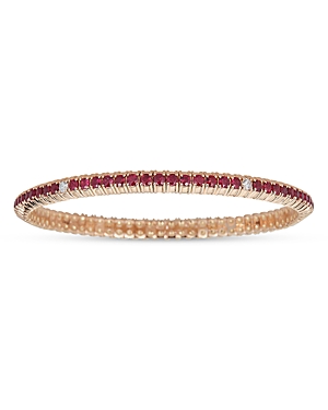 Shop Zydo 18k Yellow Gold Stretch Collection Ruby & Diamond Stretch Tennis Bracelet In Red/gold