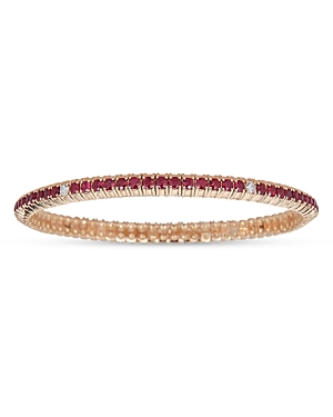 Zydo 18k Yellow Gold Stretch Collection Ruby & Diamond Stretch Tennis Bracelet In Red/gold