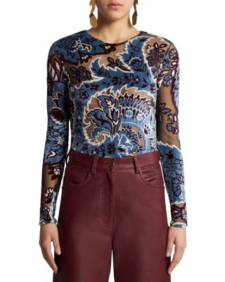 Etro - Sheer Detailing Paisley Long Sleeve Top