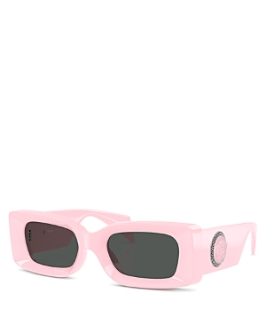 Shop Versace Rectangular Sunglasses, 52mm In Pink/gray Solid