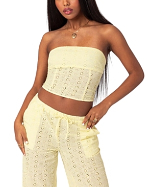 Edikted Lemon Lacey Cotton Corset In Yellow