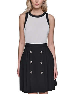 Shop Karl Lagerfeld Mixed Media Dress In Soft White/black