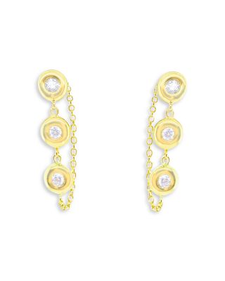 Meira T - 14K Yellow Gold Diamond Bezel Chain Drop Earrings