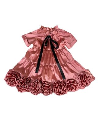 Petite Maison Kids - Girls' Satin Rose Dress - Baby, Little Kid, Big Kid