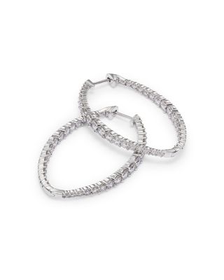Diamond Inside Out Medium Hoop Earrings in 14K White Gold, 3.0 tcw