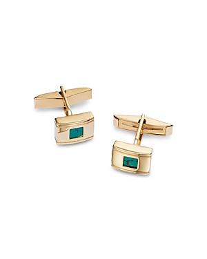 Bloomingdale's Men's Turquoise Cufflinks In 14k Yellow Gold In Blue/gold