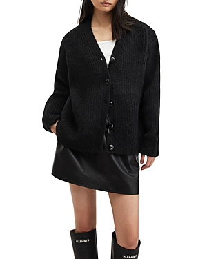 Shop Allsaints Hopper Cardigan Sweater In Black