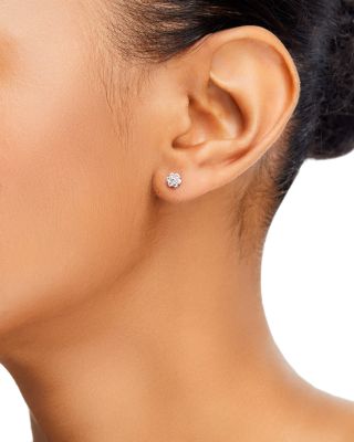 Diamond Flower Cluster Stud Earrings in 14K White Gold, 0.25 tcw