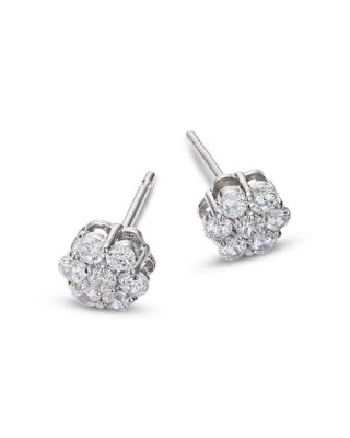 Diamond Flower Cluster Stud Earrings in 14K White Gold, 0.5 tcw