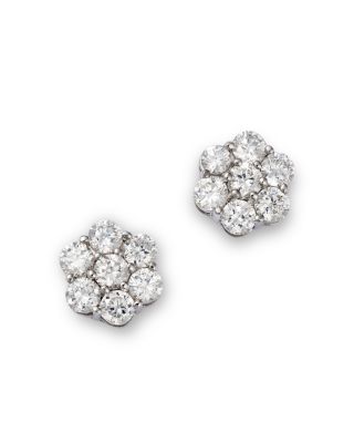 Bloomingdale's Fine Collection - Diamond Flower Cluster Stud Earrings in 14K White Gold, 1.0 tcw