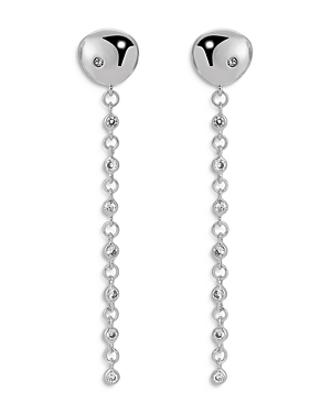 Shop Ettika Pave Polished Pebble Chain Link Linear Drop Earrings In Silver