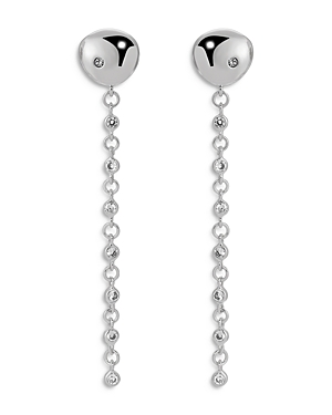 Ettika Polished Pebble Linear Crystal Chain Drop Earrings In Silver