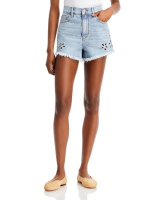 Driftwood - Goldie Eyelet Denim Shorts in Light Wash