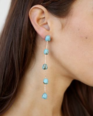 Turquoise Linear Drop Earrings in 18K Gold Plated
